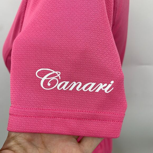Canari Cycling Shirt Women S Pink Quarter Zip Mock Neck Short Sleeve Back Pocket - Picture 5 of 12